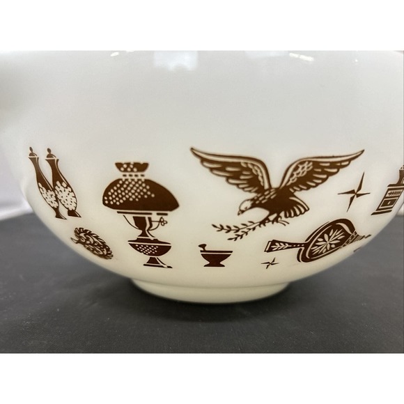 Pyrex Early American Cinderella 443 White Brown 2-1/2 Qt Nesting Mixing Bowl - Picture 13 of 14
